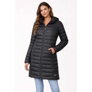 Eddie Bauer EB650 Black Down Puffer Jacket Women’s Small Lightweight Zip Coat